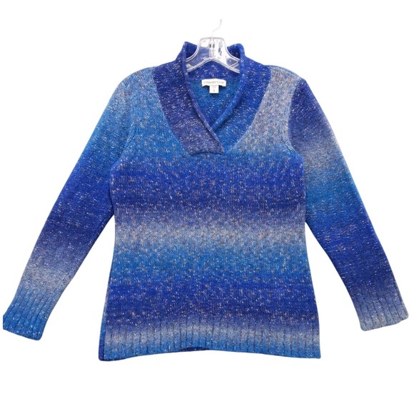 Coldwater Creek Women's Blue Ombre Knit Sweater Wool Blend Size L - Picture 1 of 7